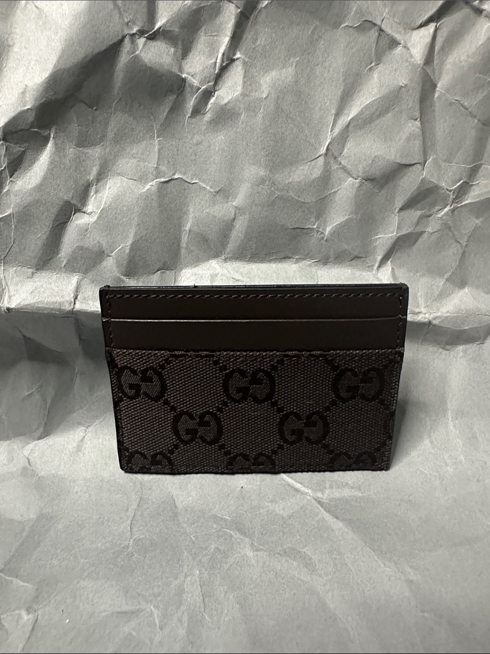 Authentic Gucci dark brown GG Monogram Card Holder